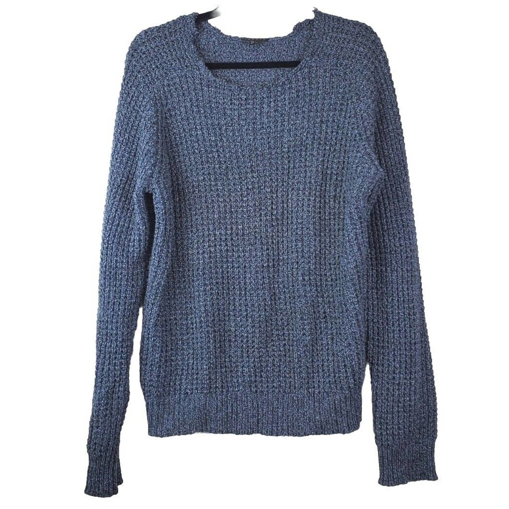 Theory Women small Chunky Knit Blue Pullover Sweater Cotton Blend Round Neck